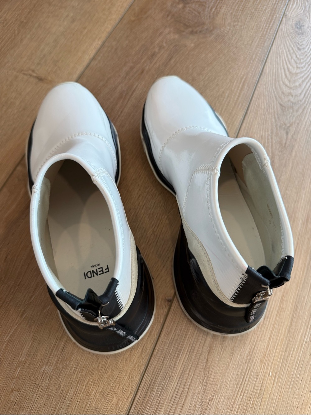 Fendi White Leather Slip-On Ankle Sneakers - Picture 5 of 6